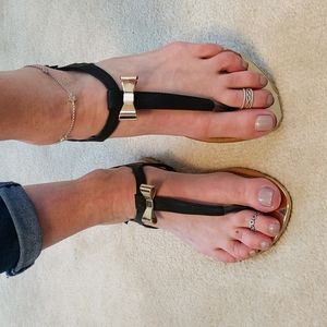 Shoevibe Gold Accent Sandal, 7, New